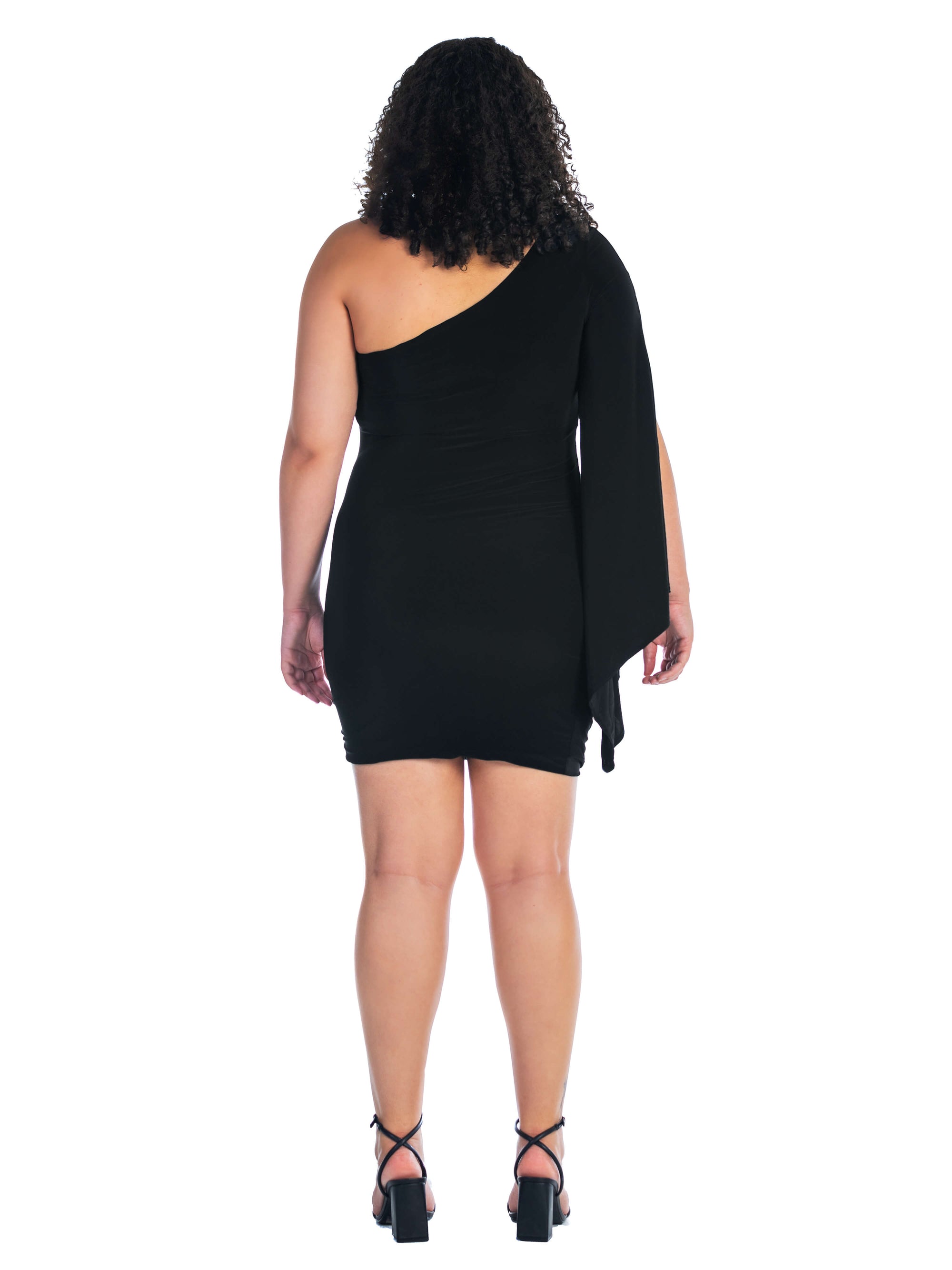 One Shoulder Drape  Bodycon Plus Size Dress