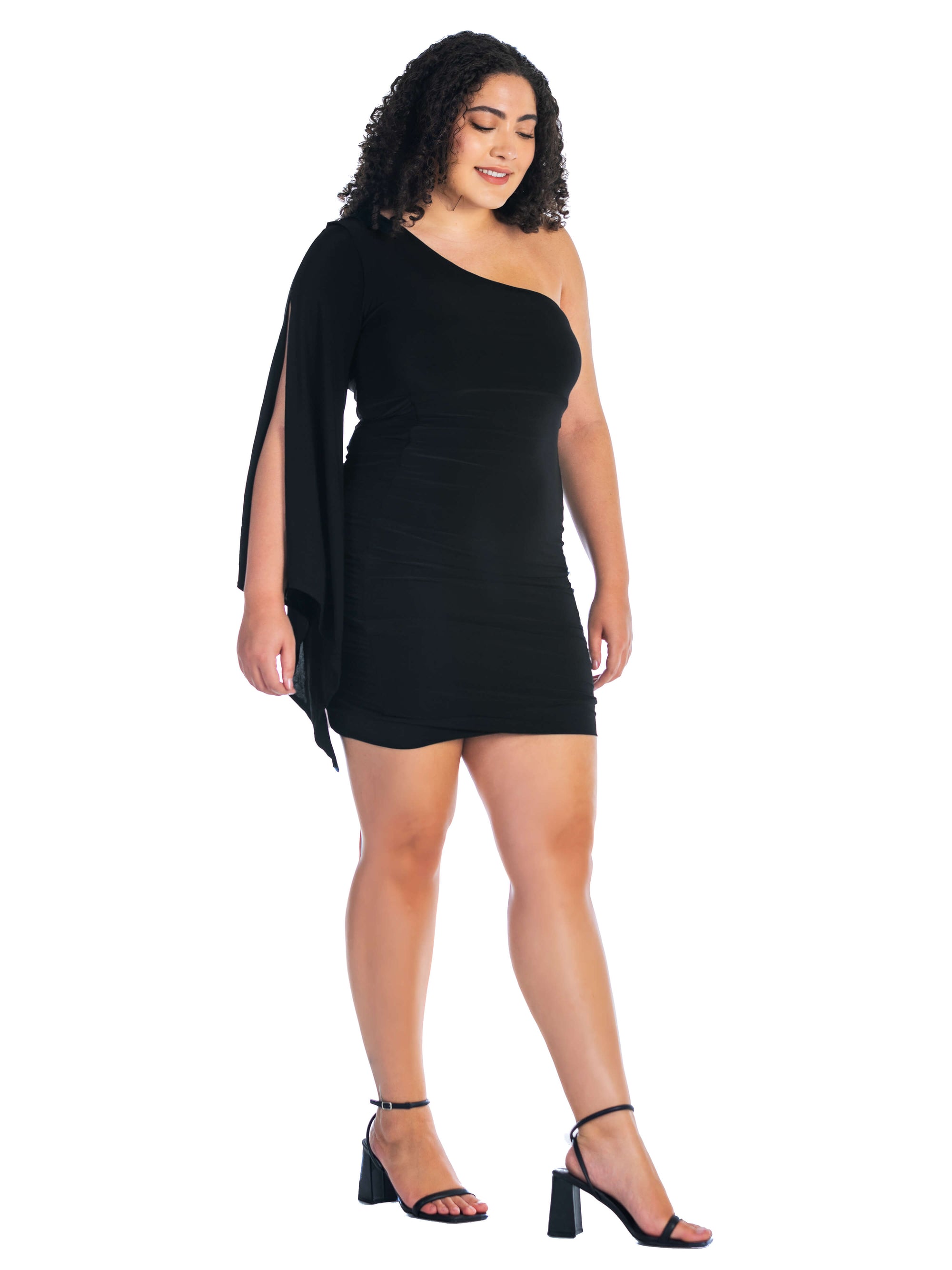 One Shoulder Drape  Bodycon Plus Size Dress