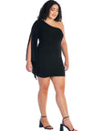 One Shoulder Drape  Bodycon Plus Size Dress