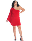 One Shoulder Drape  Bodycon Plus Size Dress