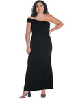 Formal One Shoulder Rouched Mermaid Plus Size Maxi Dress