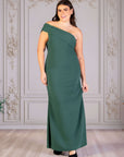 Formal One Shoulder Rouched Mermaid Plus Size Maxi Dress