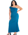 Formal One Shoulder Rouched Mermaid Plus Size Maxi Dress