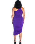 One Shoulder Ruched Plus Size Bodycon Dress
