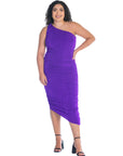 One Shoulder Ruched Plus Size Bodycon Dress