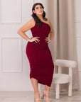 One Shoulder Ruched Plus Size Bodycon Dress