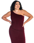 One Shoulder Ruched Plus Size Bodycon Dress