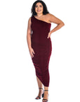 One Shoulder Ruched Plus Size Bodycon Dress