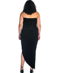 Cowl Neck Long Asymmetrical Backless Plus Size Halter Dress