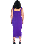 Halter Cross Neck Ruched Plus Size Bodycon Mid Dress