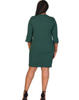 Plus Size Keyhole Three Quarter Sleeve Mini Dress
