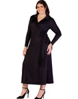 Plus Size Comfortable Collared Wrap Maxi Dress
