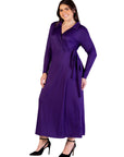 Plus Size Comfortable Collared Wrap Maxi Dress