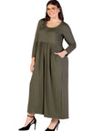 Plus Size Long Sleeve Empire Waist Pocket Maxi Dress