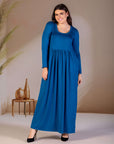 Plus Size Long Sleeve Empire Waist Pocket Maxi Dress