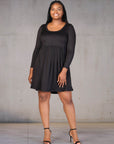 Plus Size Long Sleeve Babydoll Knee Length Dress