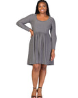 Plus Size Long Sleeve Babydoll Knee Length Dress