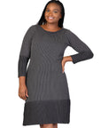 Plus Size Ribbed Knit Long Sleeve Split Hem Sweater Dress