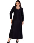 Plus Size Long Sleeve Scoop Neck Shimmery Fabric Maxi Dress