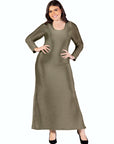 Plus Size Long Sleeve Scoop Neck Shimmery Fabric Maxi Dress