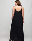 24seven Comfort Apparel Plus Size Lightweight Spaghetti Strap Pocket Maxi Dress