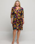 24seven Comfort Apparel Plus Size Floral Print Faux Wrap Dress