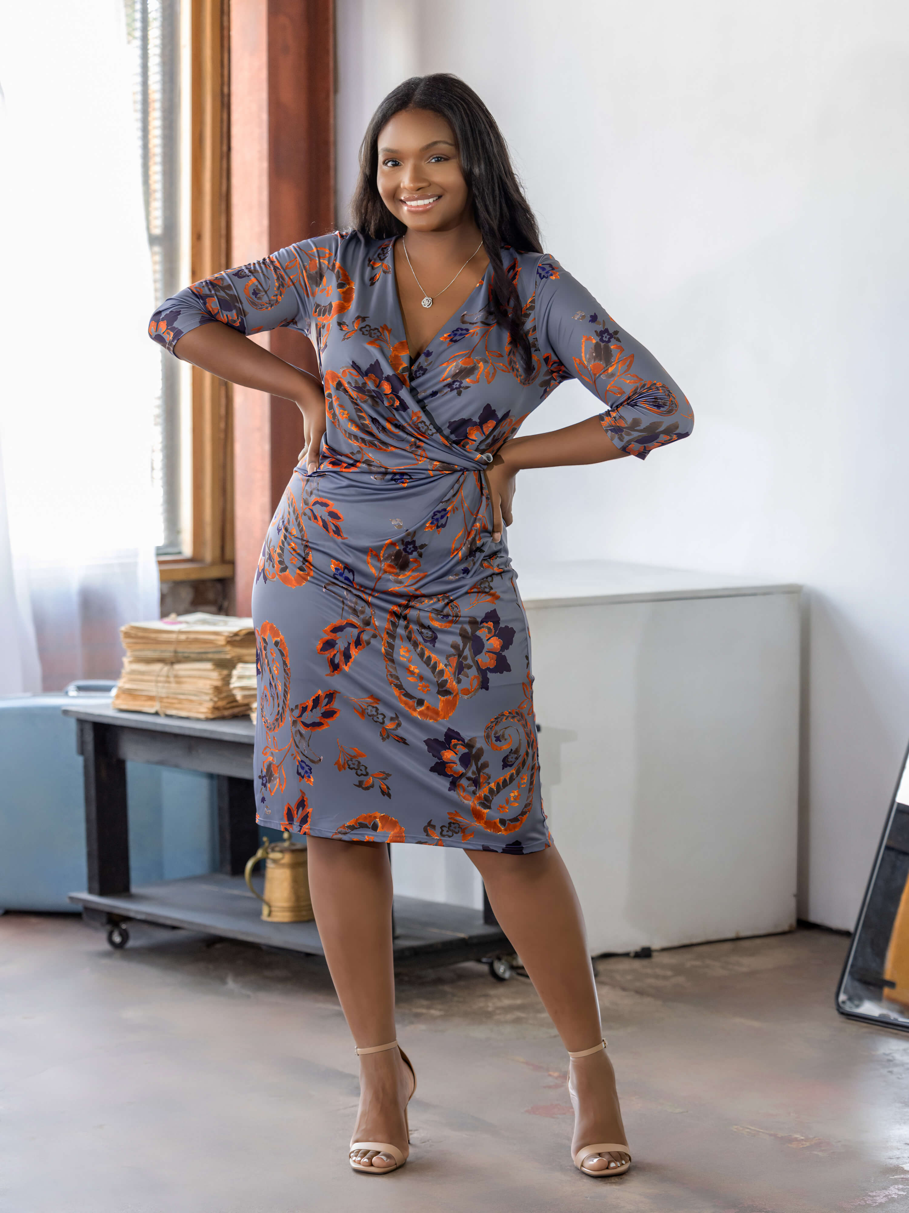 Faux wrap dress plus size clearance