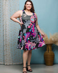 24seven Comfort Apparel Plus Size Pink Paisley Print Sleeveless Knee Length Tank Swing Dress