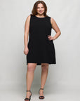 24seven Comfort Apparel Plus Size Solid Color Sleeveless Mini Shift Dress
