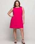 24seven Comfort Apparel Plus Size Solid Color Sleeveless Mini Shift Dress