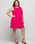 24seven Comfort Apparel Plus Size Solid Color Sleeveless Mini Shift Dress