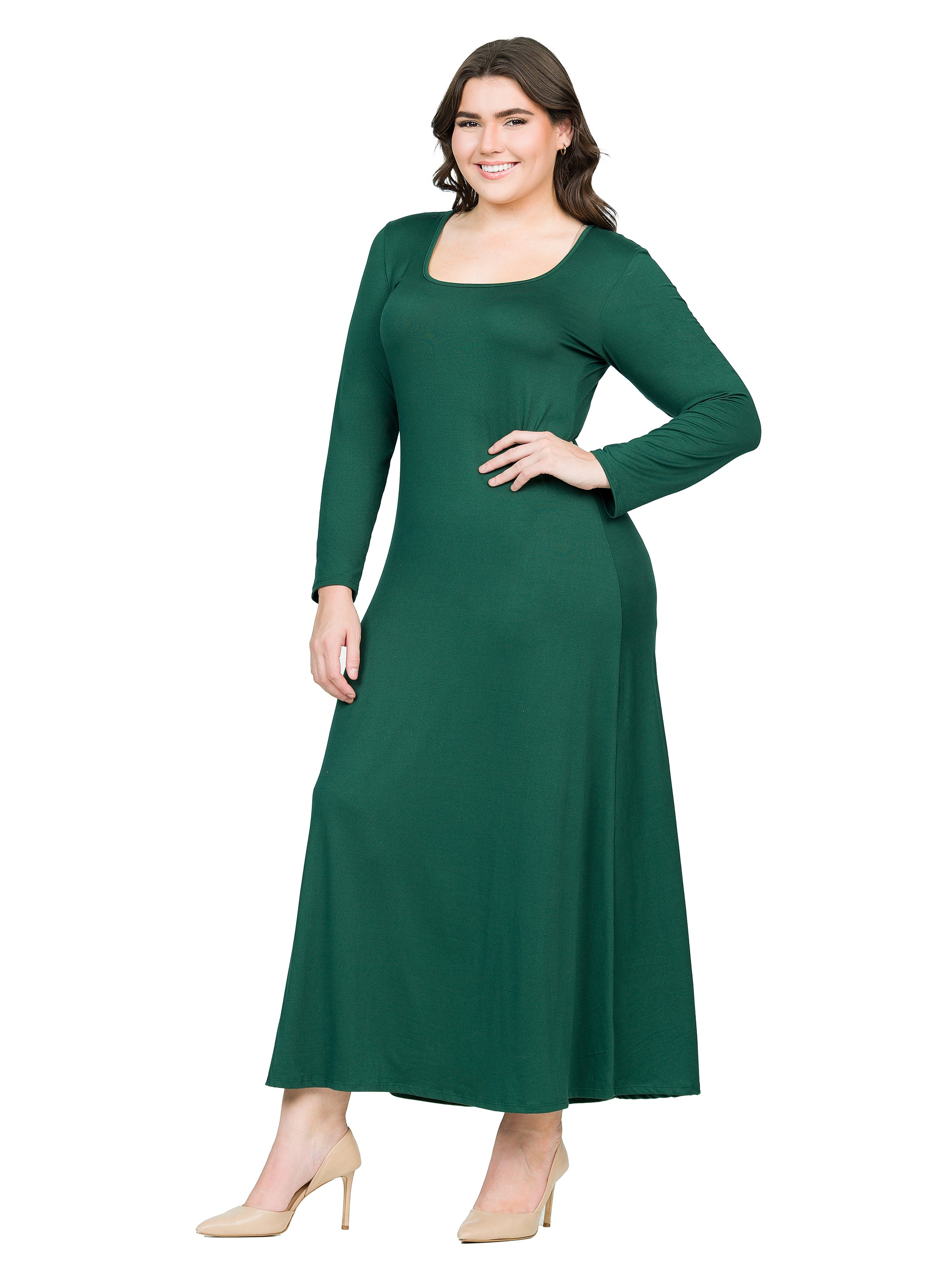 Womens Long Sleeve Plus Size Maxi Dress