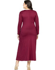 Womens Long Sleeve Plus Size Maxi Dress