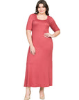 Elbow Length Sleeve Plus Size Maxi Dress