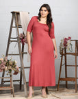 Elbow Length Sleeve Plus Size Maxi Dress