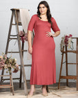 Elbow Length Sleeve Plus Size Maxi Dress