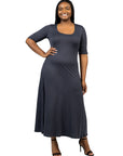 Elbow Length Sleeve Plus Size Maxi Dress