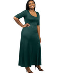 Elbow Length Sleeve Plus Size Maxi Dress