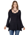 Criss Cross Cold Shoulder Long Sleeve Top