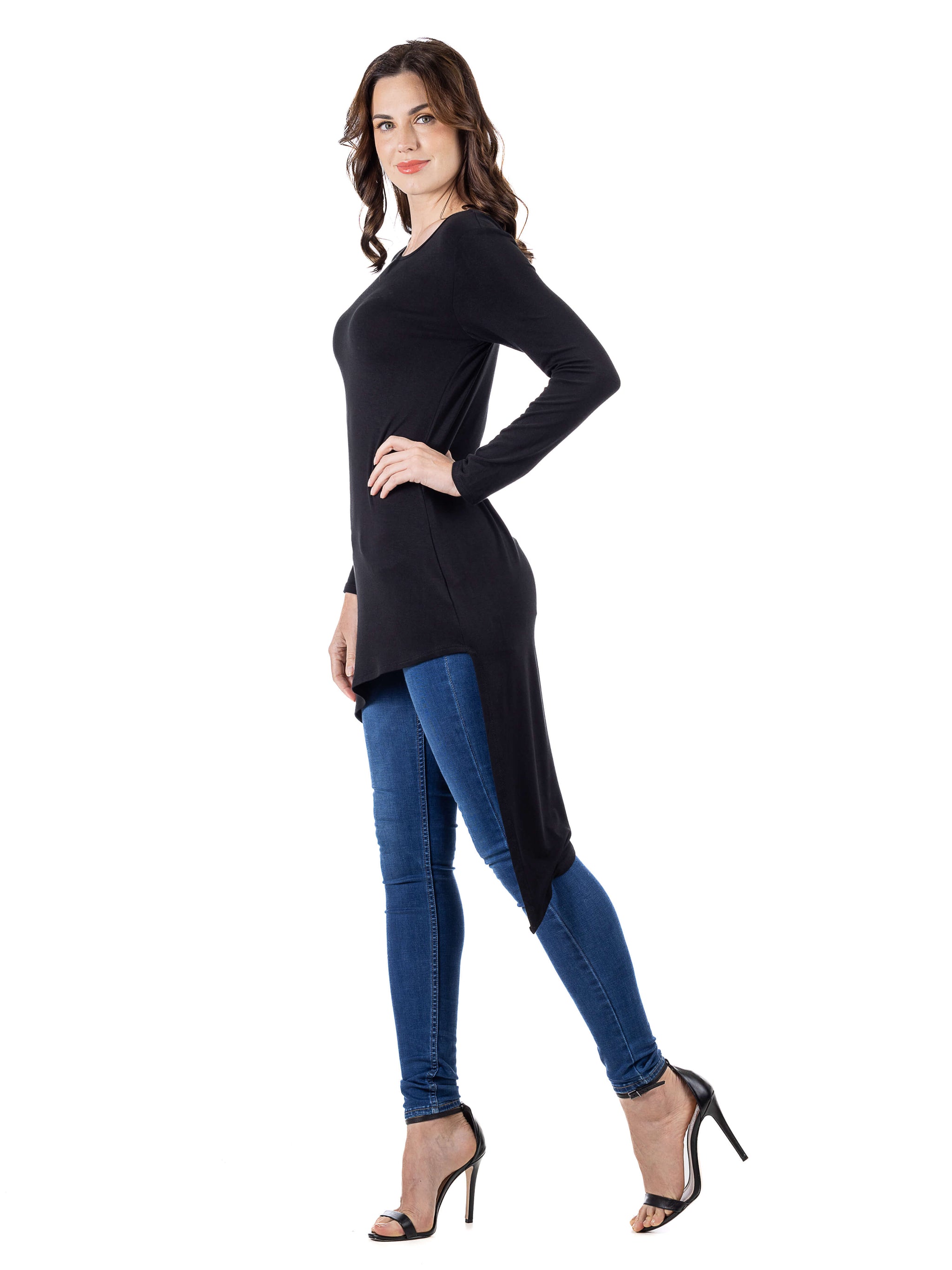 Long Sleeve Knee Length Asymmetrical Tunic Top – 24seven Long Sleeve Knee Length Asymmetrical Tunic Top – 24seven
