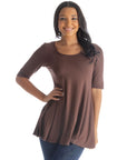 Elbow Sleeve Swing Tunic Top For Women