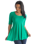 Elbow Sleeve Swing Tunic Top For Women