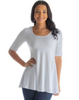 Elbow Sleeve Swing Tunic Top For Women