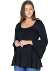 Long Bell Sleeve Flared Tunic Top