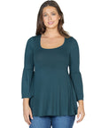 Long Bell Sleeve Flared Tunic Top