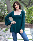 Long Bell Sleeve Flared Tunic Top