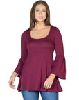 Long Bell Sleeve Flared Tunic Top
