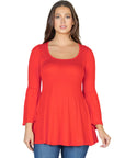 Long Bell Sleeve Flared Tunic Top