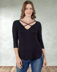 Criss Cross Round Hemline Tunic Top
