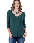 Criss Cross Round Hemline Tunic Top
